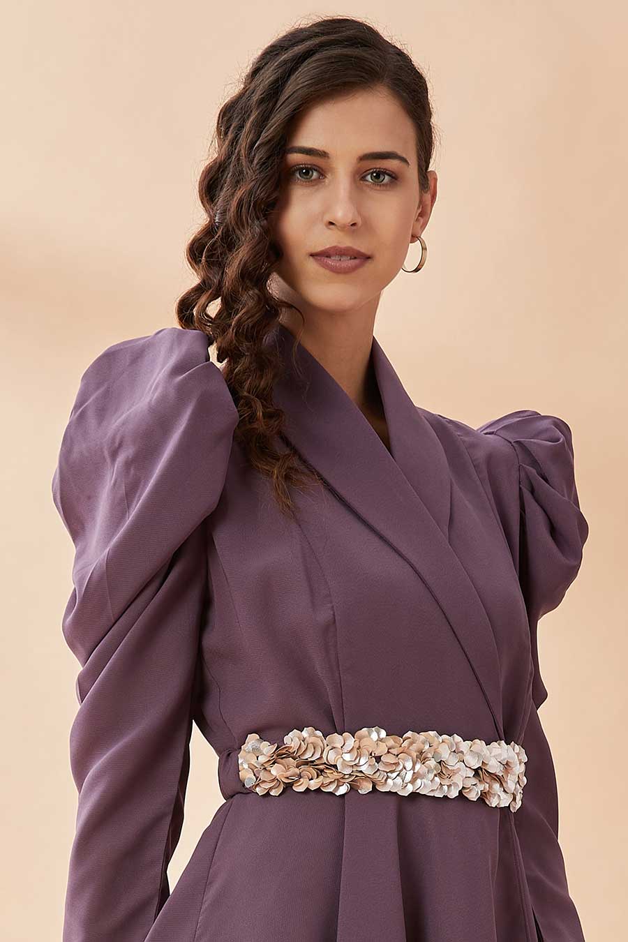 Purple Sequin Hand Embroidered Belt