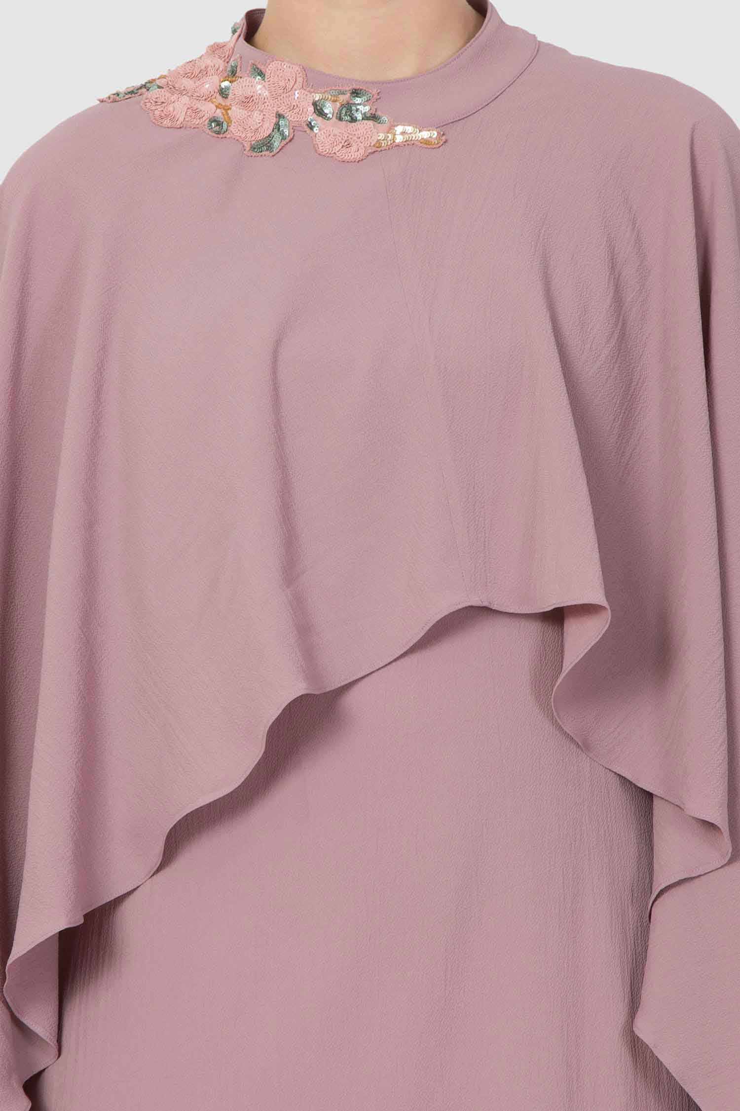 Lilac Scarf Drape Embellished Tunic