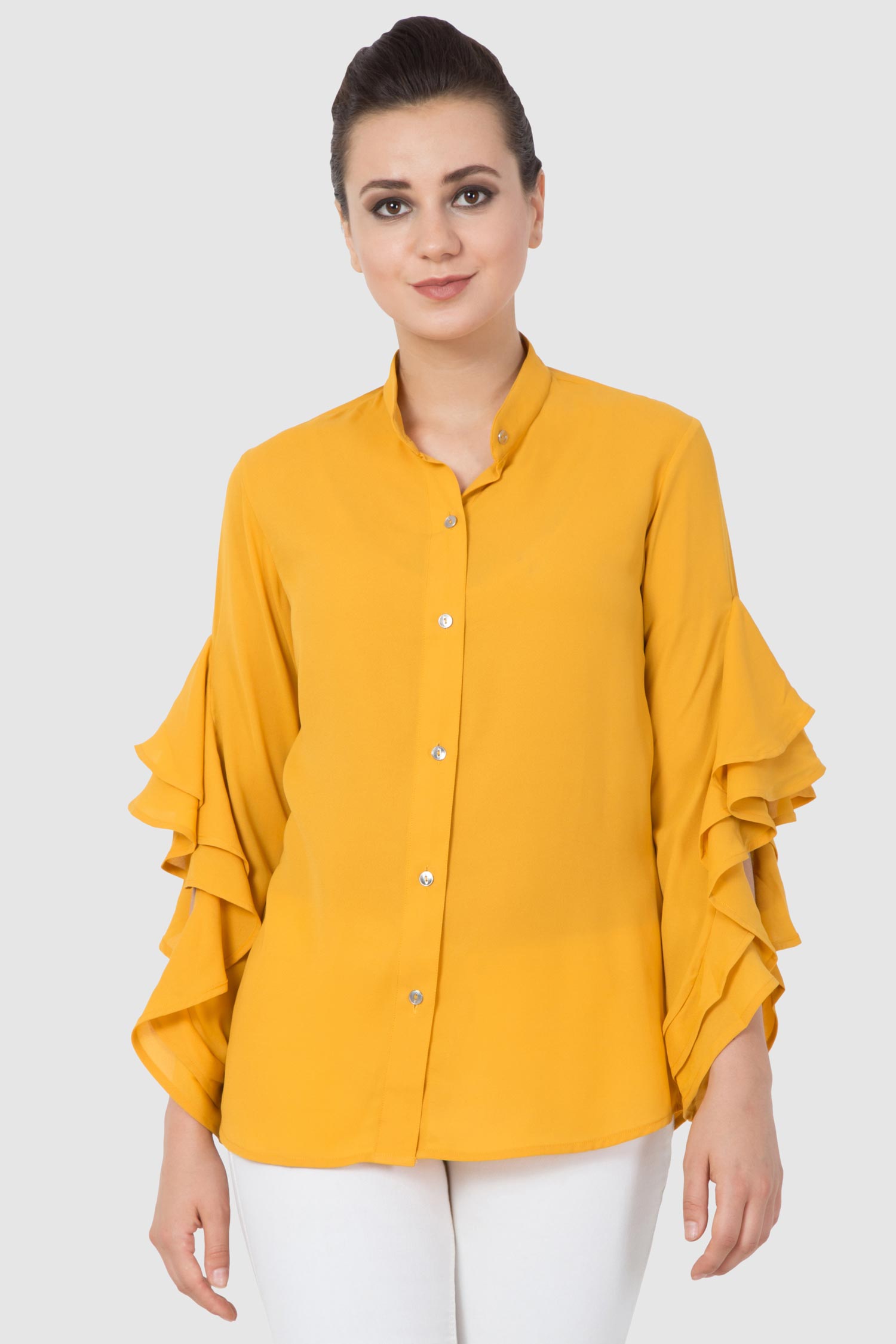 Yellow Ruffle Formal Shirt