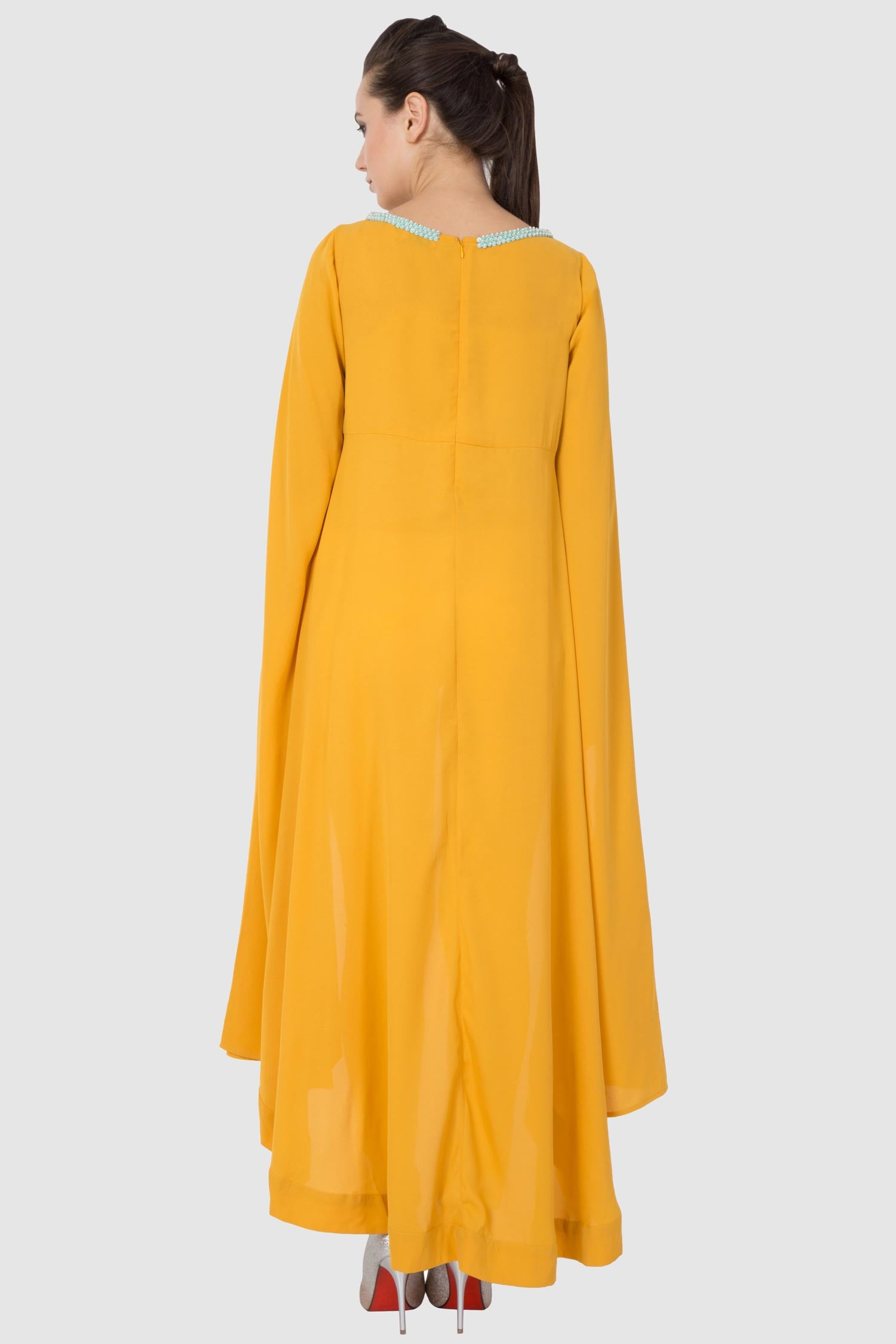 Yellow Boat Neck High Low Tunic