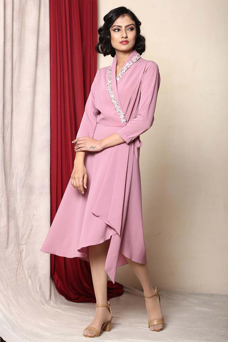 Lilac Vintage Midi Wrap Dress