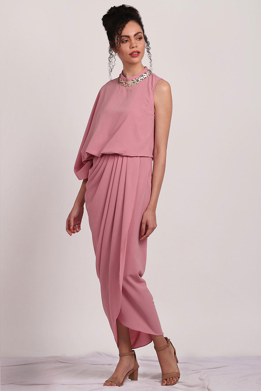 Bubble Pink Lounge Drape Dress