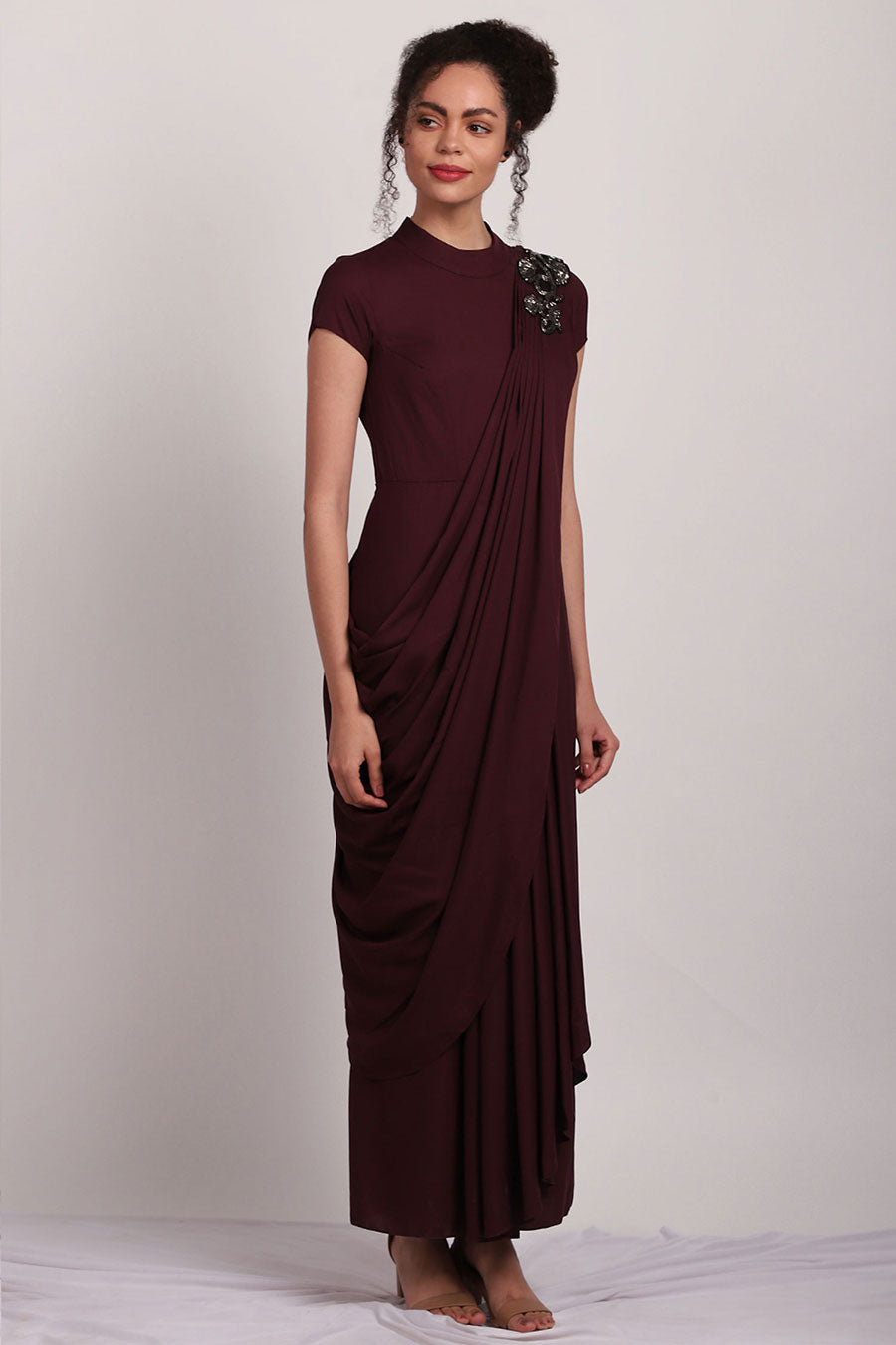 Mauve Drape Saree Dress