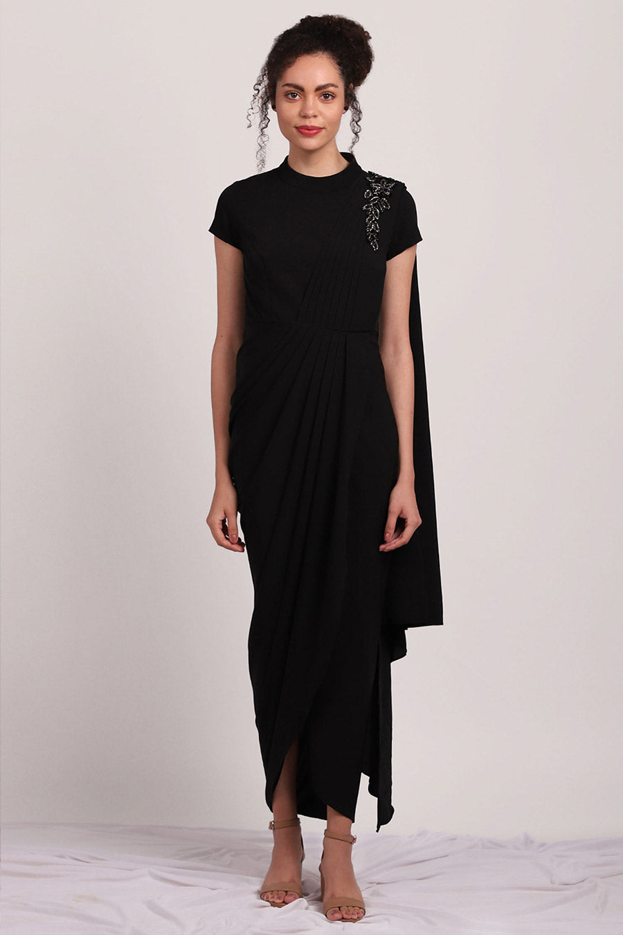 Black Pleated Saree Dress