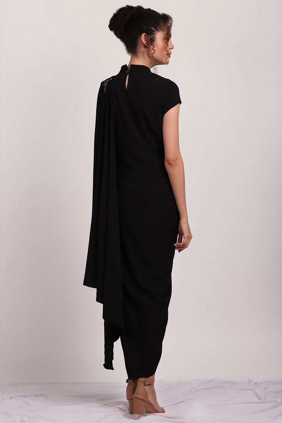 Black Pleated Saree Dress