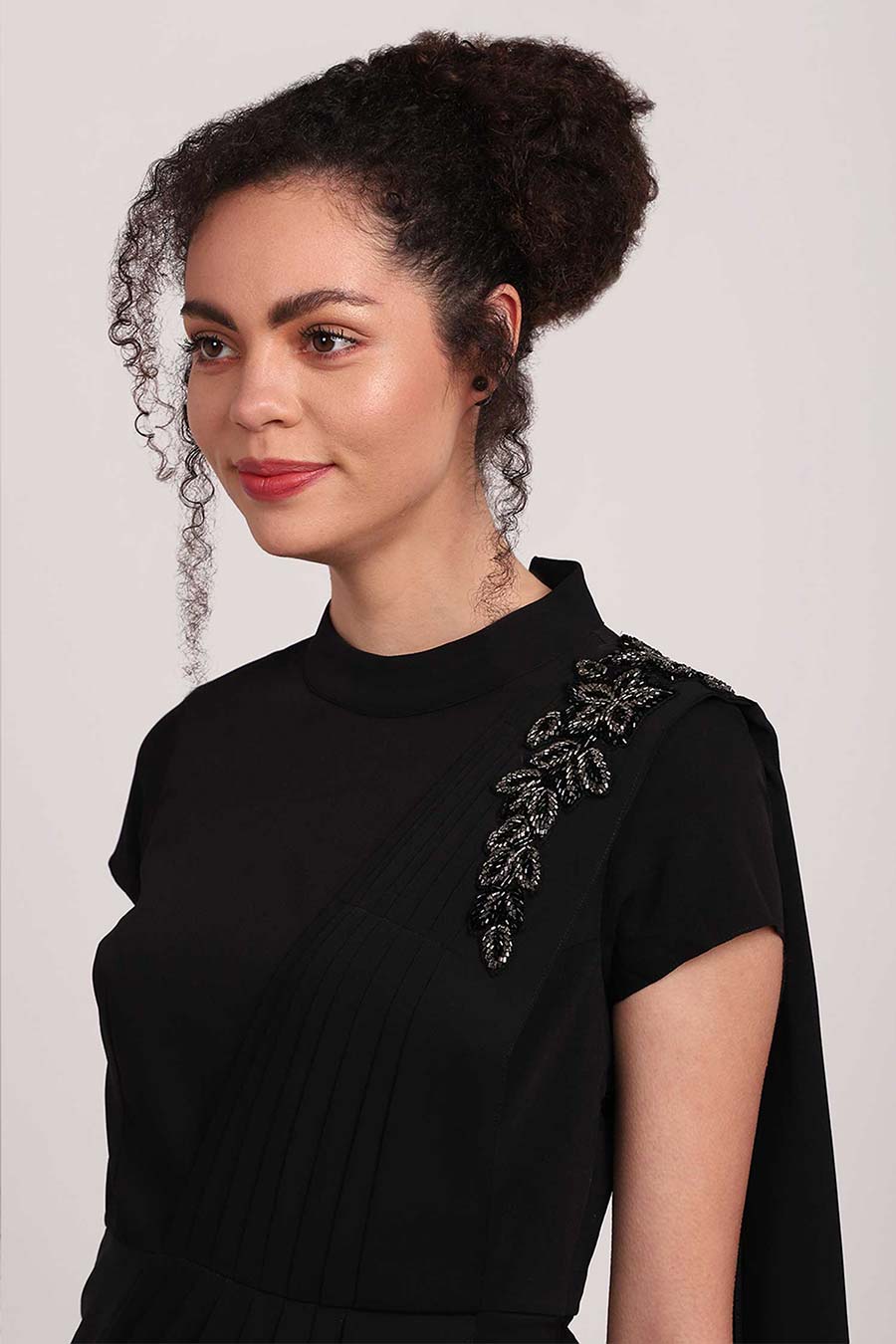 Black Pleated Saree Dress