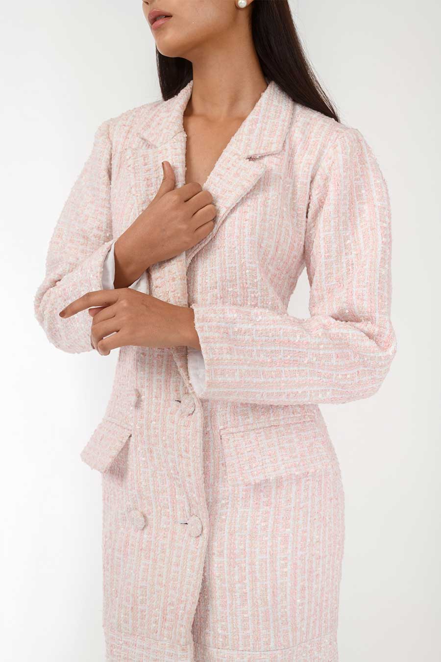 Charlotte Pink Handwoven Blazer Dress