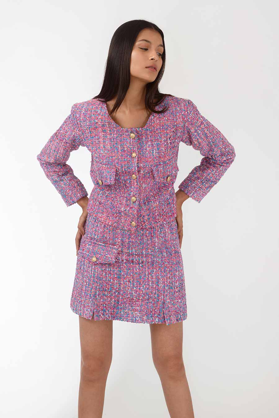 Peony Radiant Pink Handwoven Short Jacket