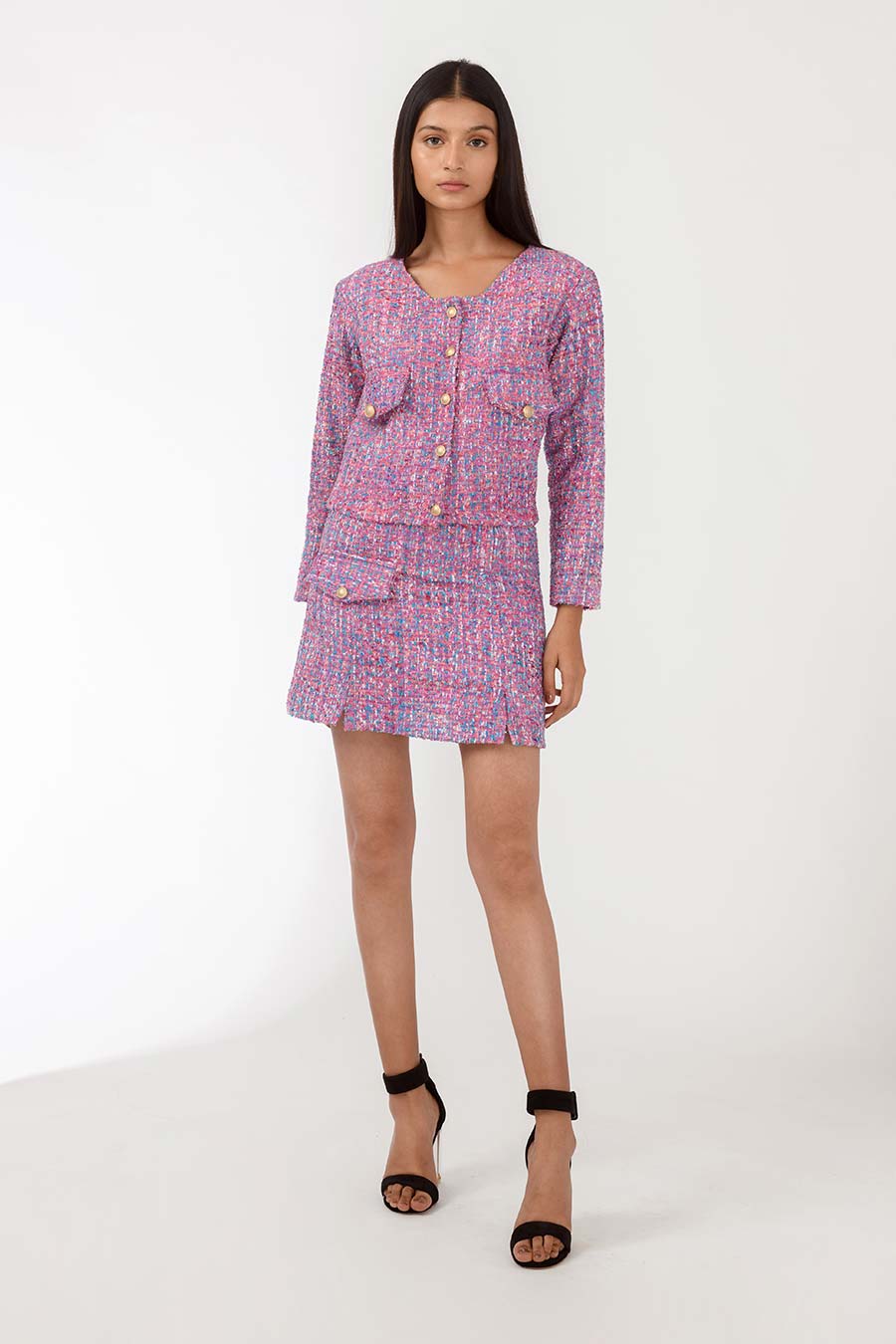 Peony Radiant Pink Handwoven Short Jacket