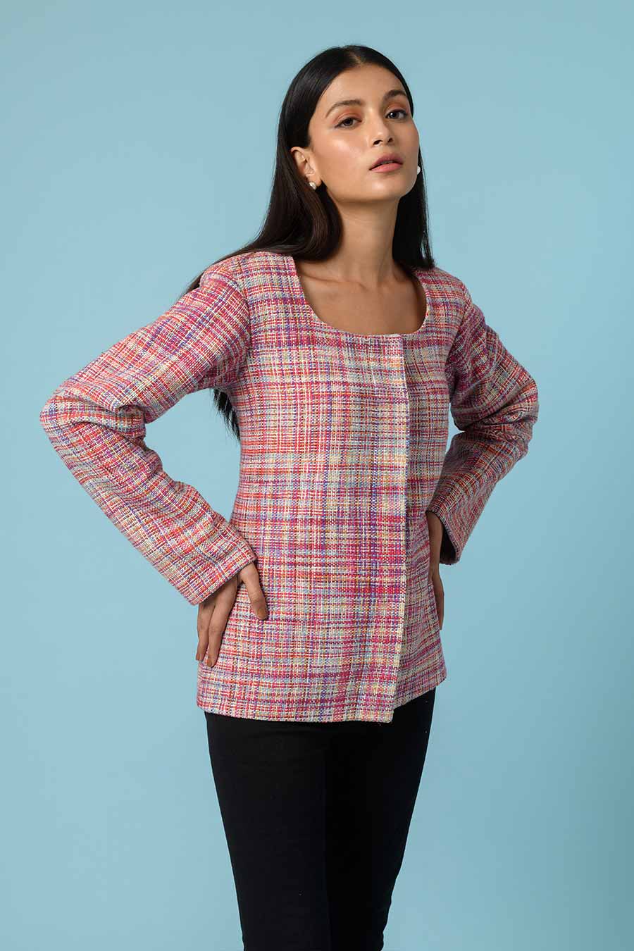 Linnet Pink Handwoven Jacket