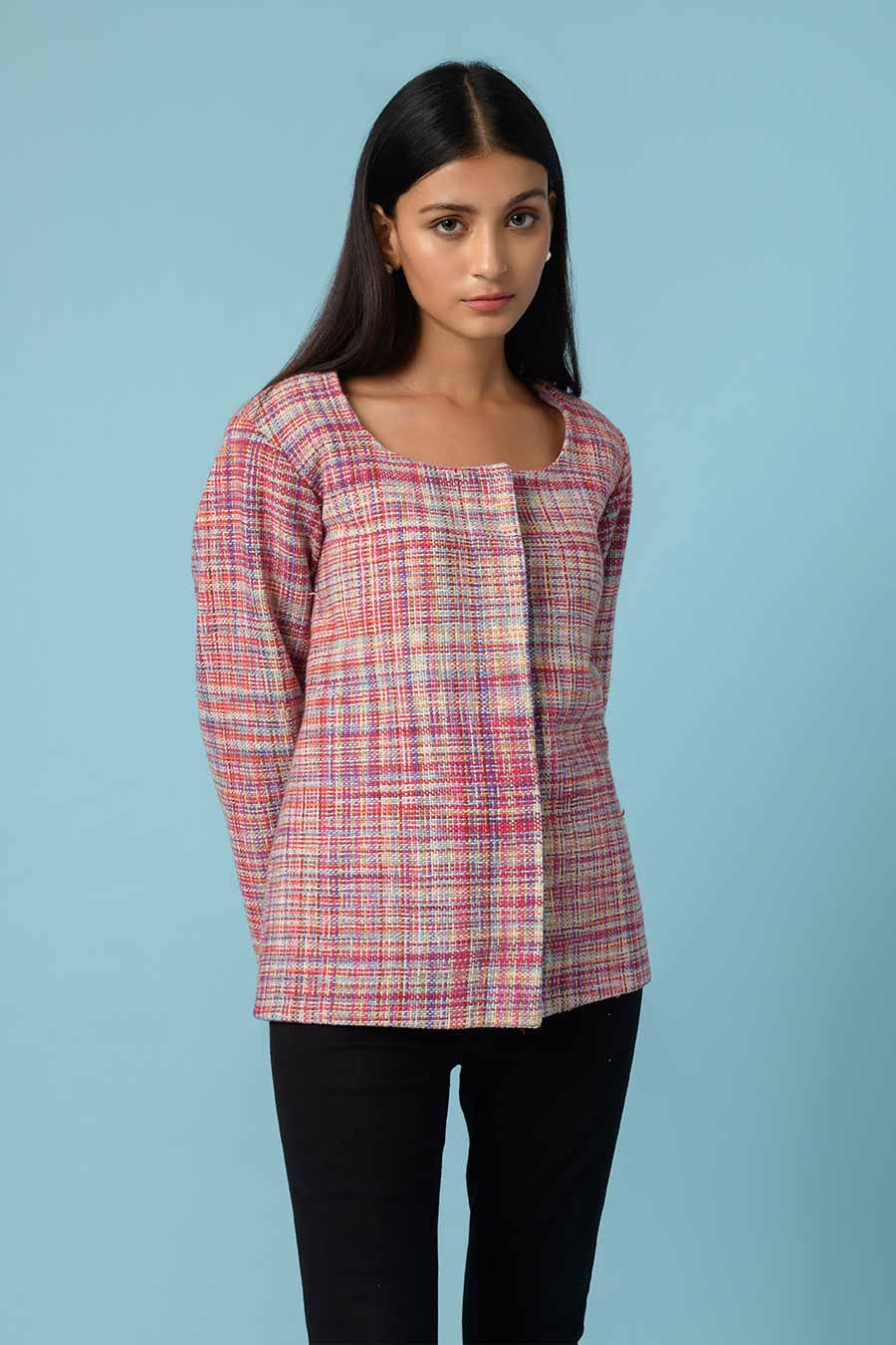 Linnet Pink Handwoven Jacket