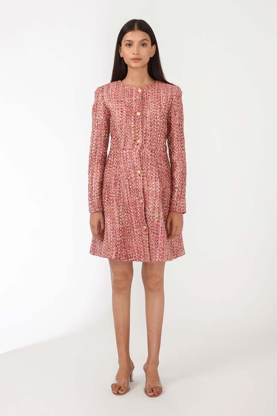 Thea Pink Handwoven Short Dress