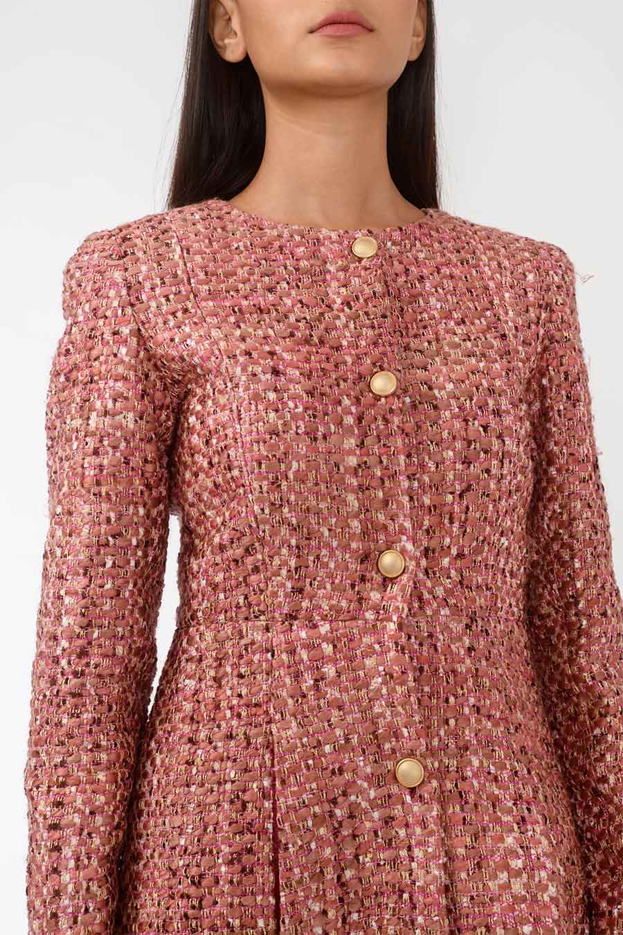 Thea Pink Handwoven Short Dress