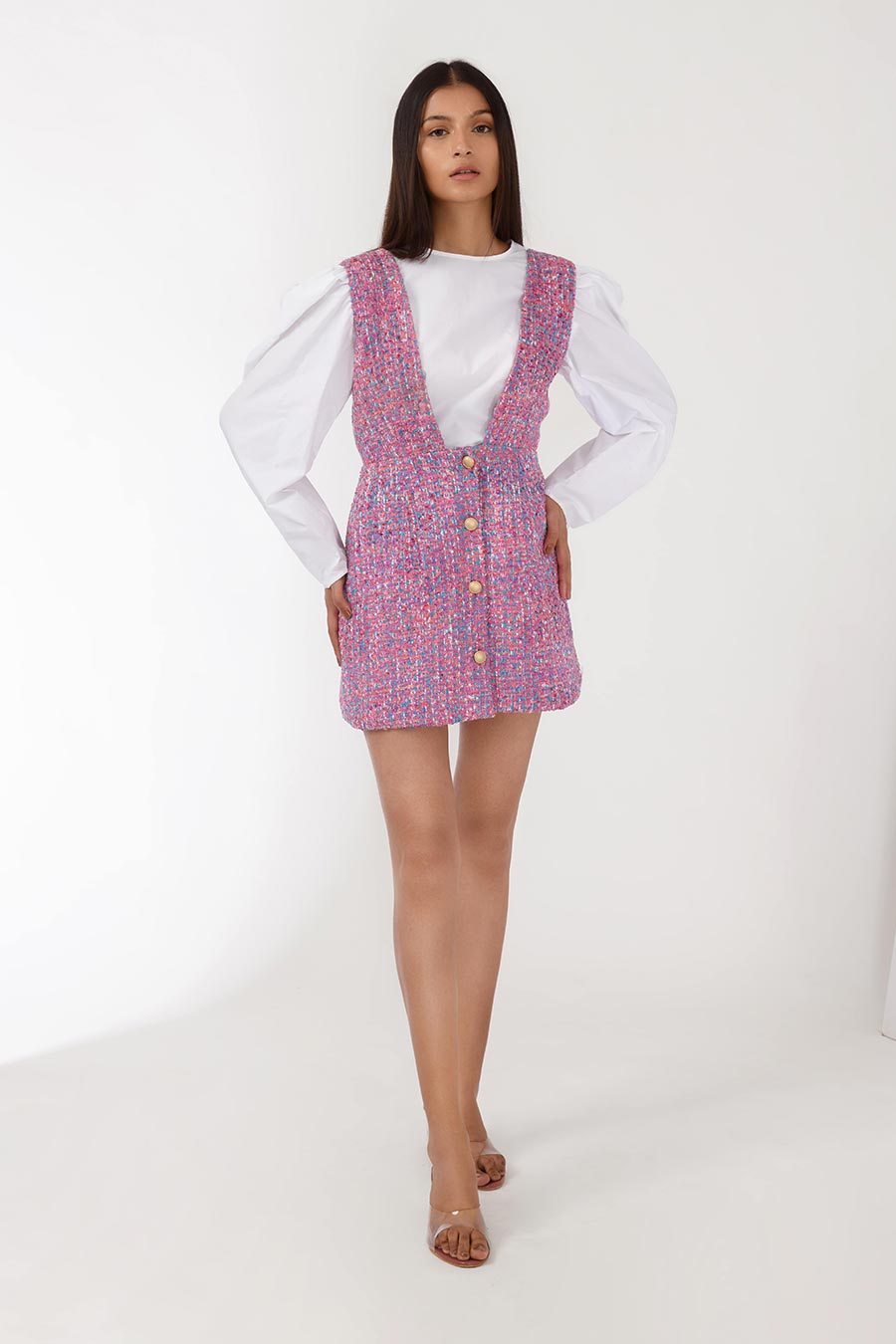 Anastasia Pink Handwoven Short Dress