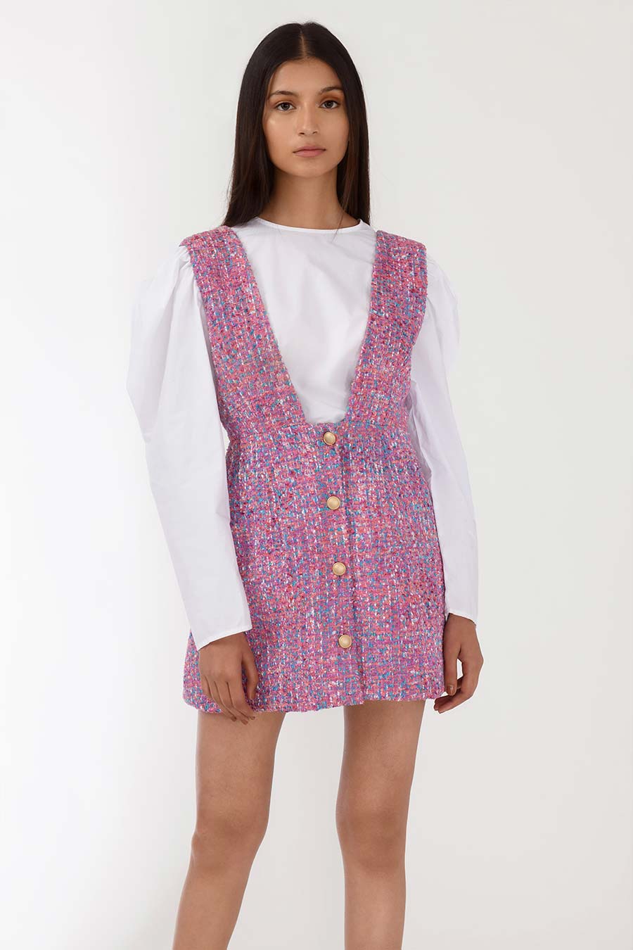 Anastasia Pink Handwoven Short Dress
