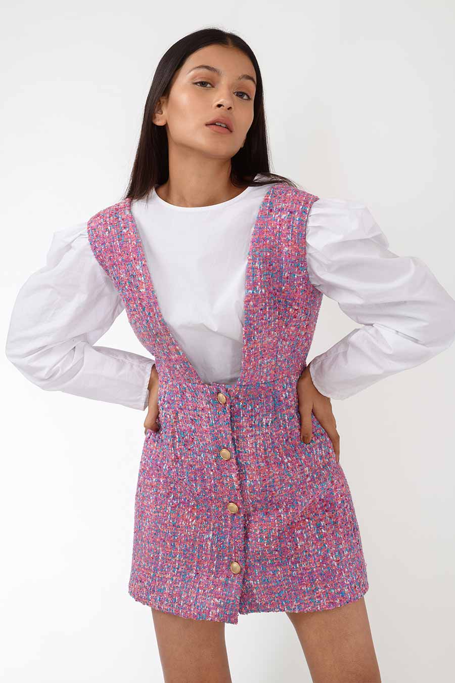 Anastasia Pink Handwoven Short Dress