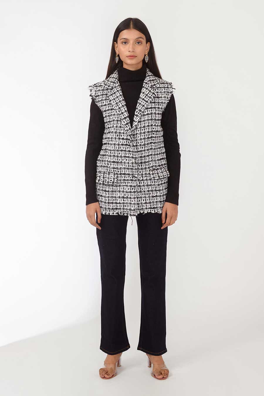 Dora Black & White Handwoven Jacket
