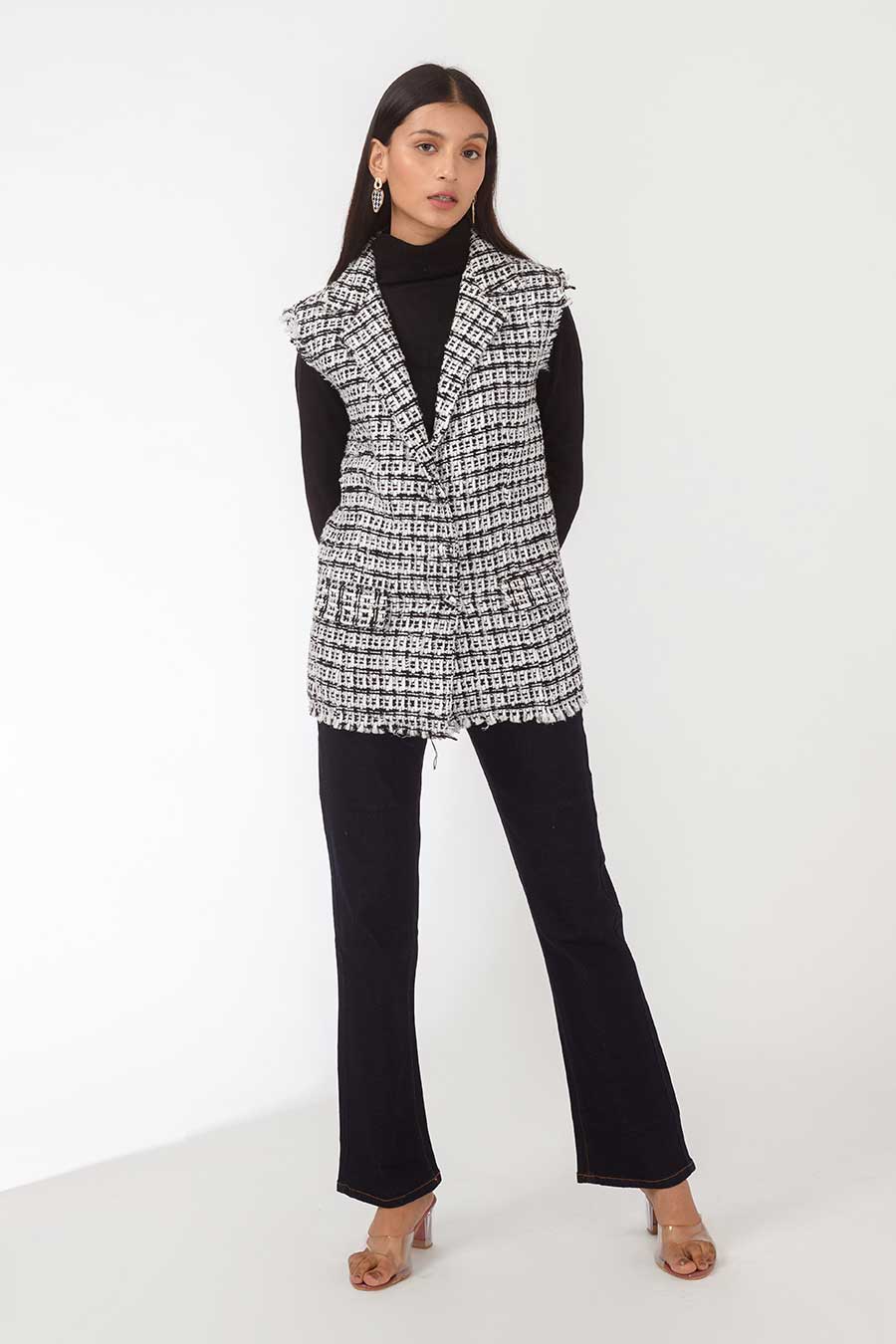 Dora Black & White Handwoven Jacket