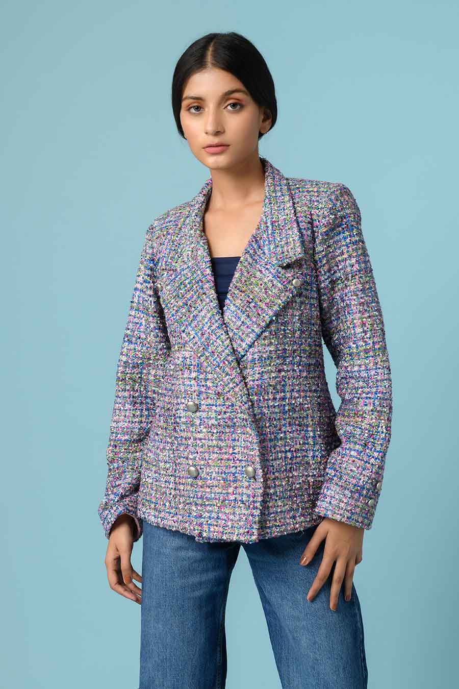Bree Blue Handwoven Blazer