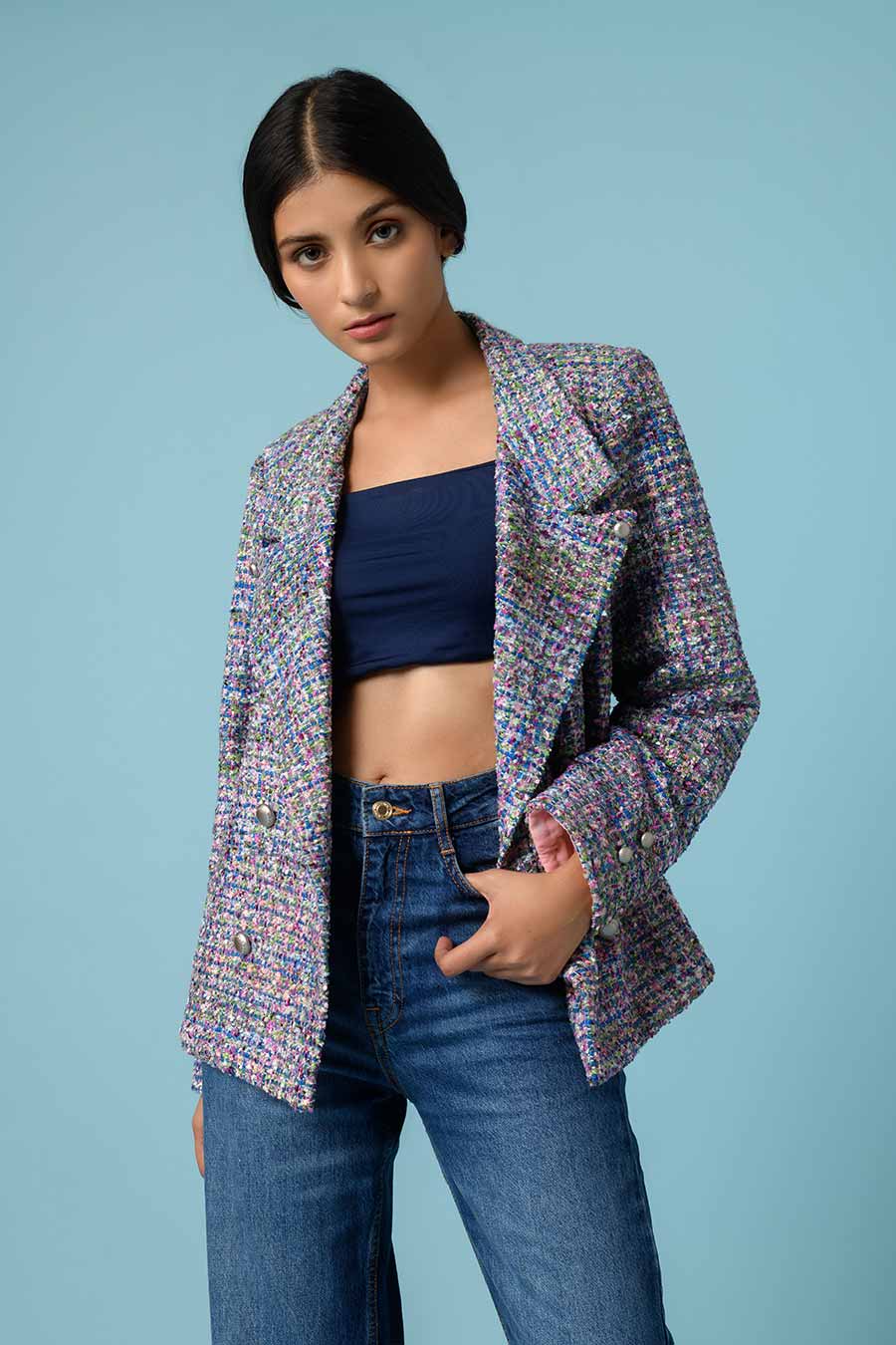Bree Blue Handwoven Blazer