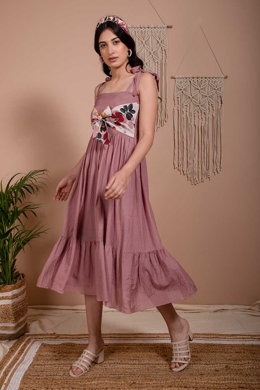 Anna Mauve Organic Tier Dress