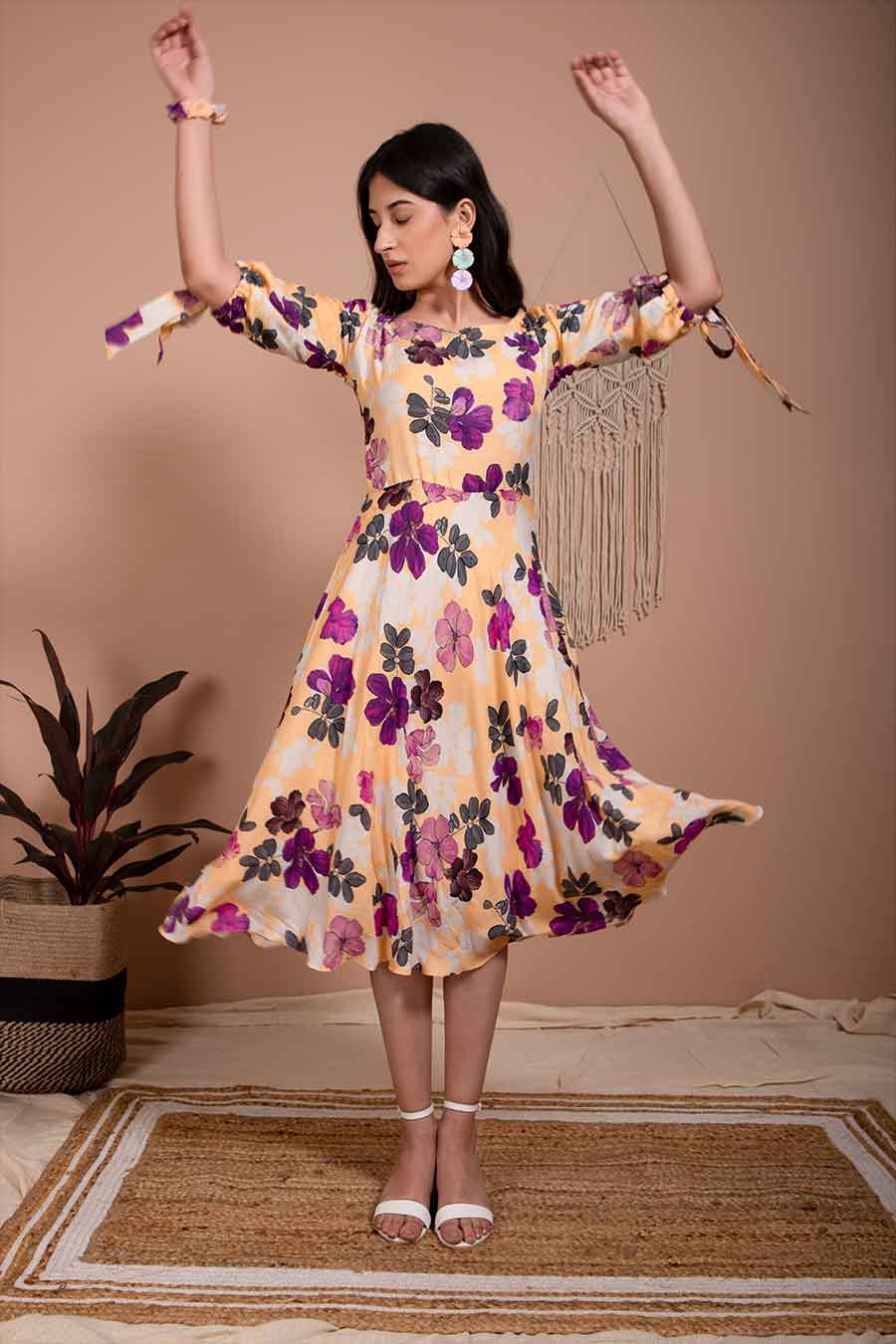 Senna Organic Blush Pink Midi Dress