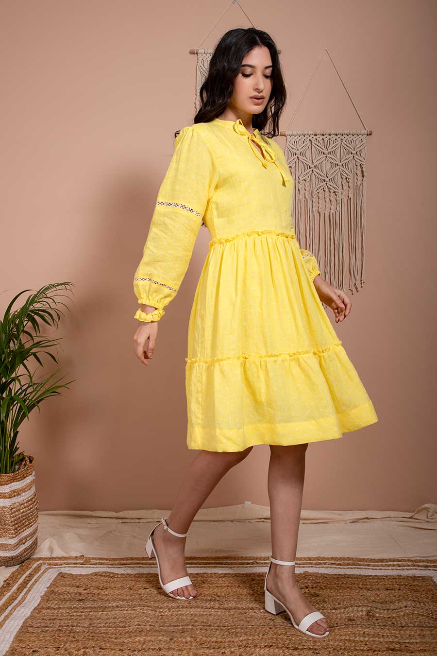 Sim Yellow Organic Linen Dress