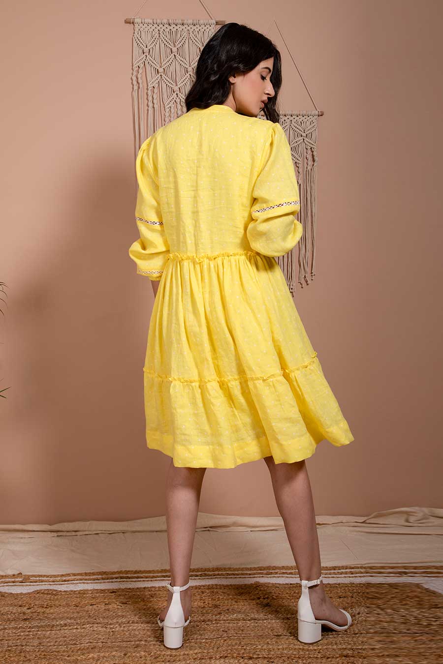Sim Yellow Organic Linen Dress
