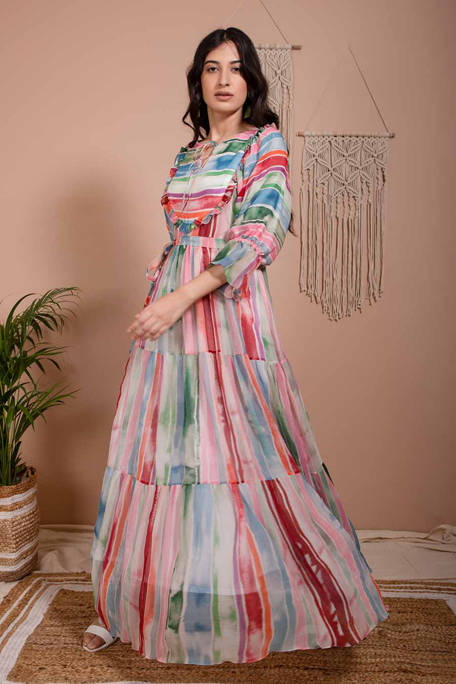 Mia Mulitcolour Chiffon Maxi Dress