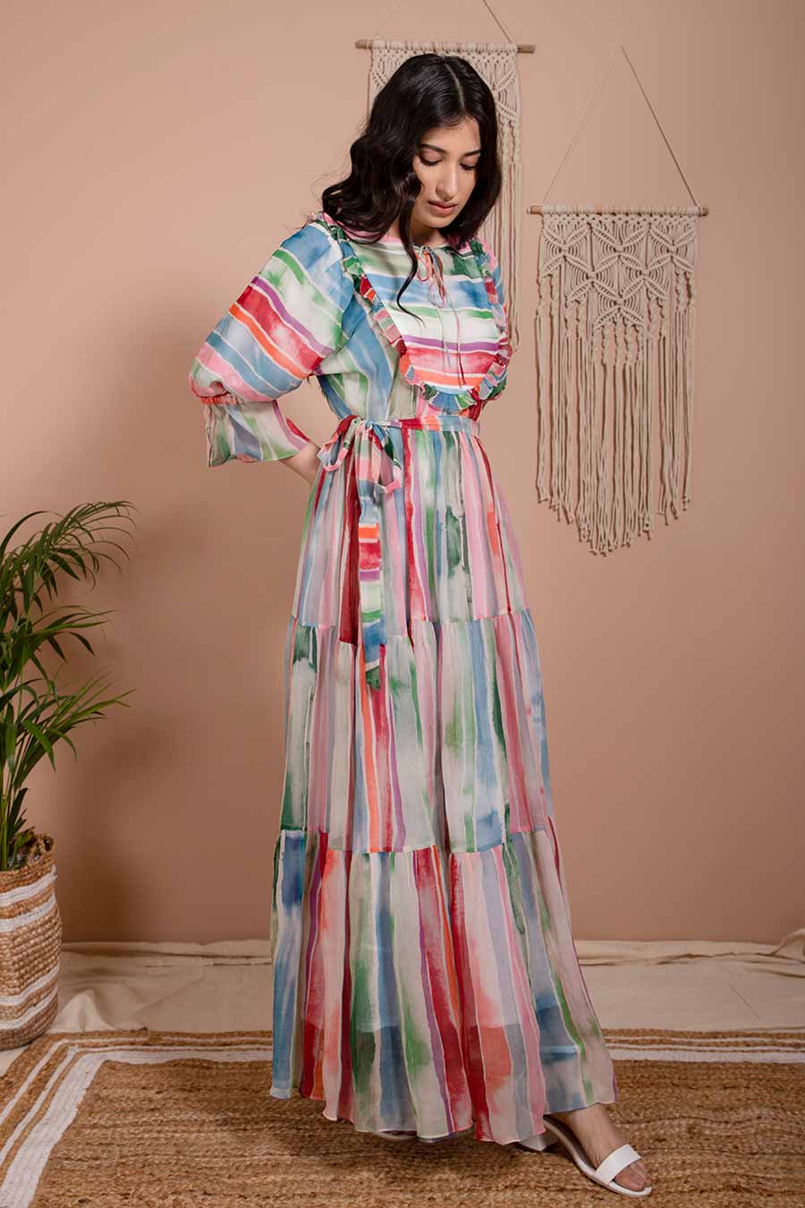 Mia Mulitcolour Chiffon Maxi Dress