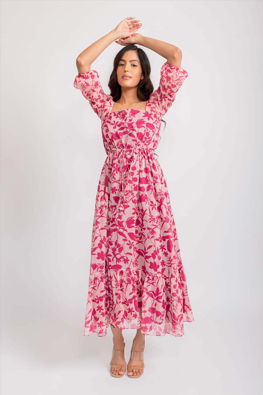 Irene Pink Chiffon Maxi Dress