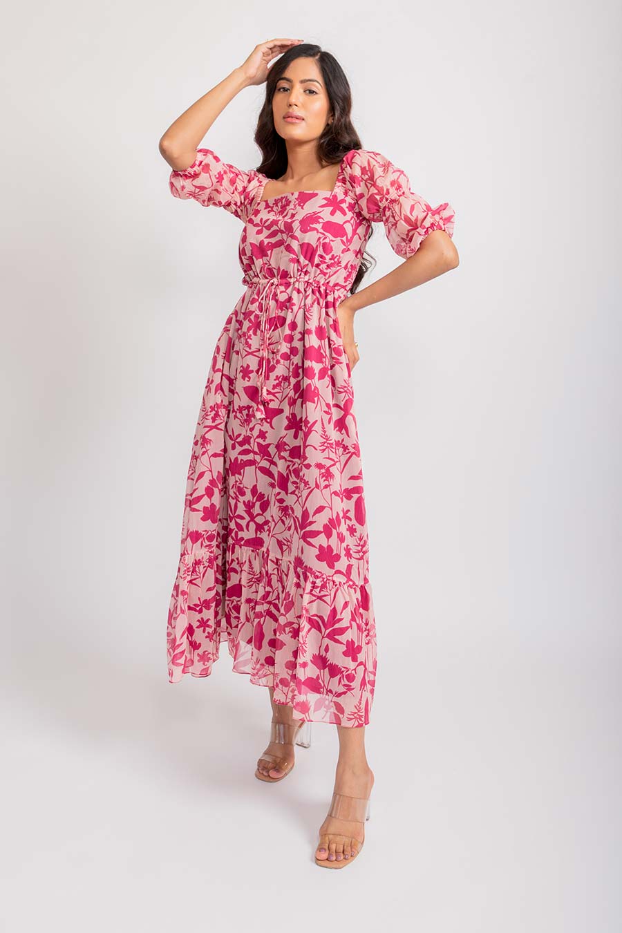 Irene Pink Chiffon Maxi Dress