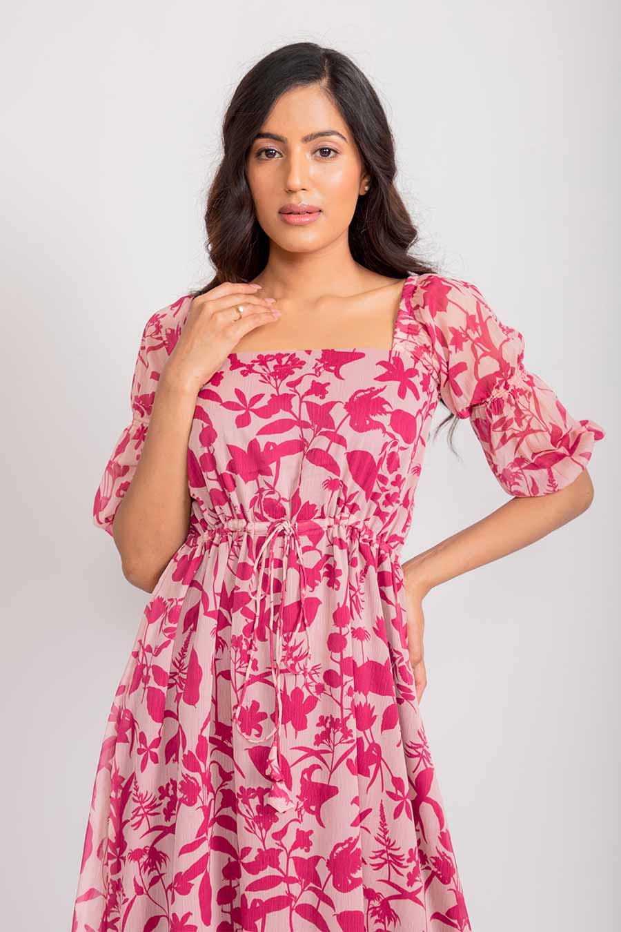 Irene Pink Chiffon Maxi Dress