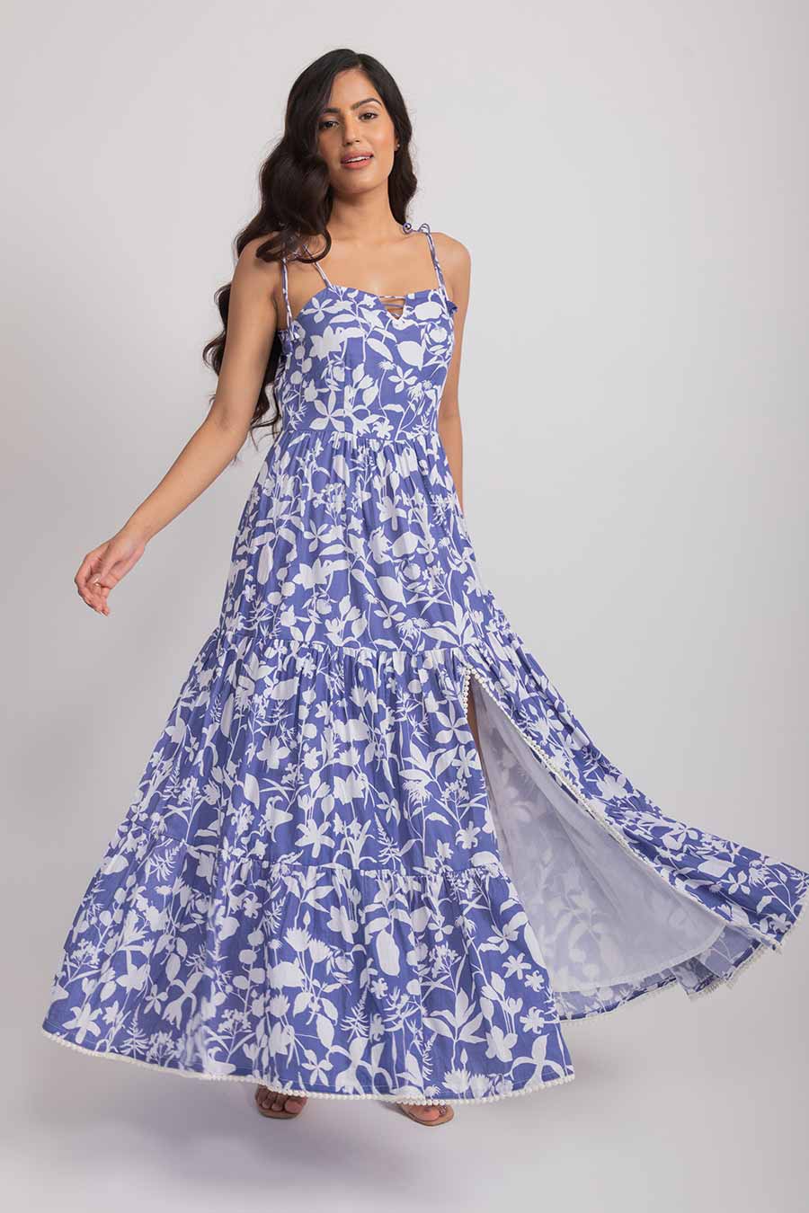 Alice Blue Vegan Silk Maxi Dress