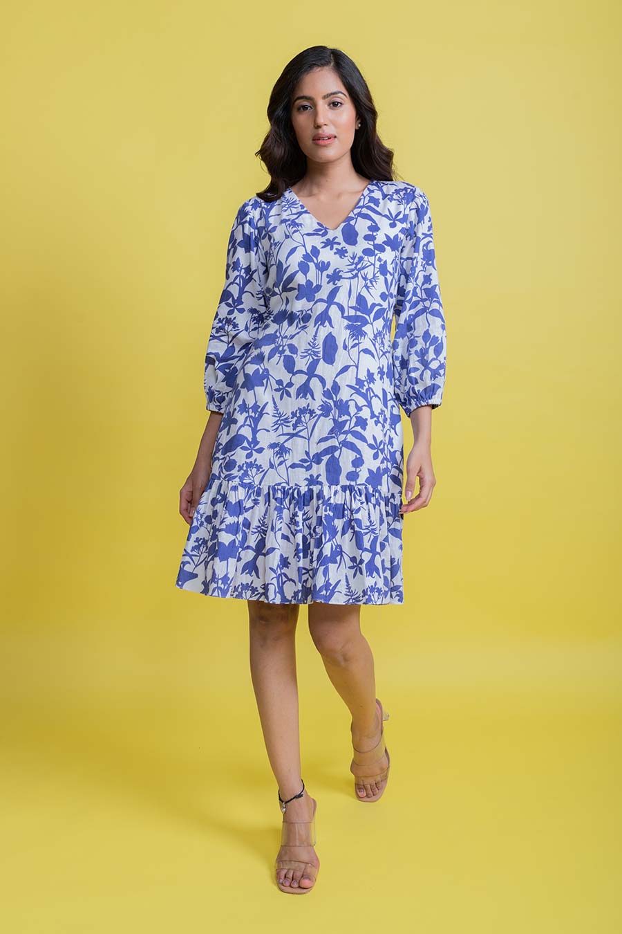 Chloe Blue Vegan Silk Tier Dress