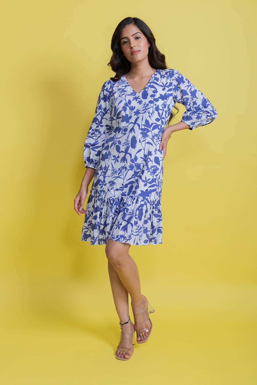 Chloe Blue Vegan Silk Tier Dress