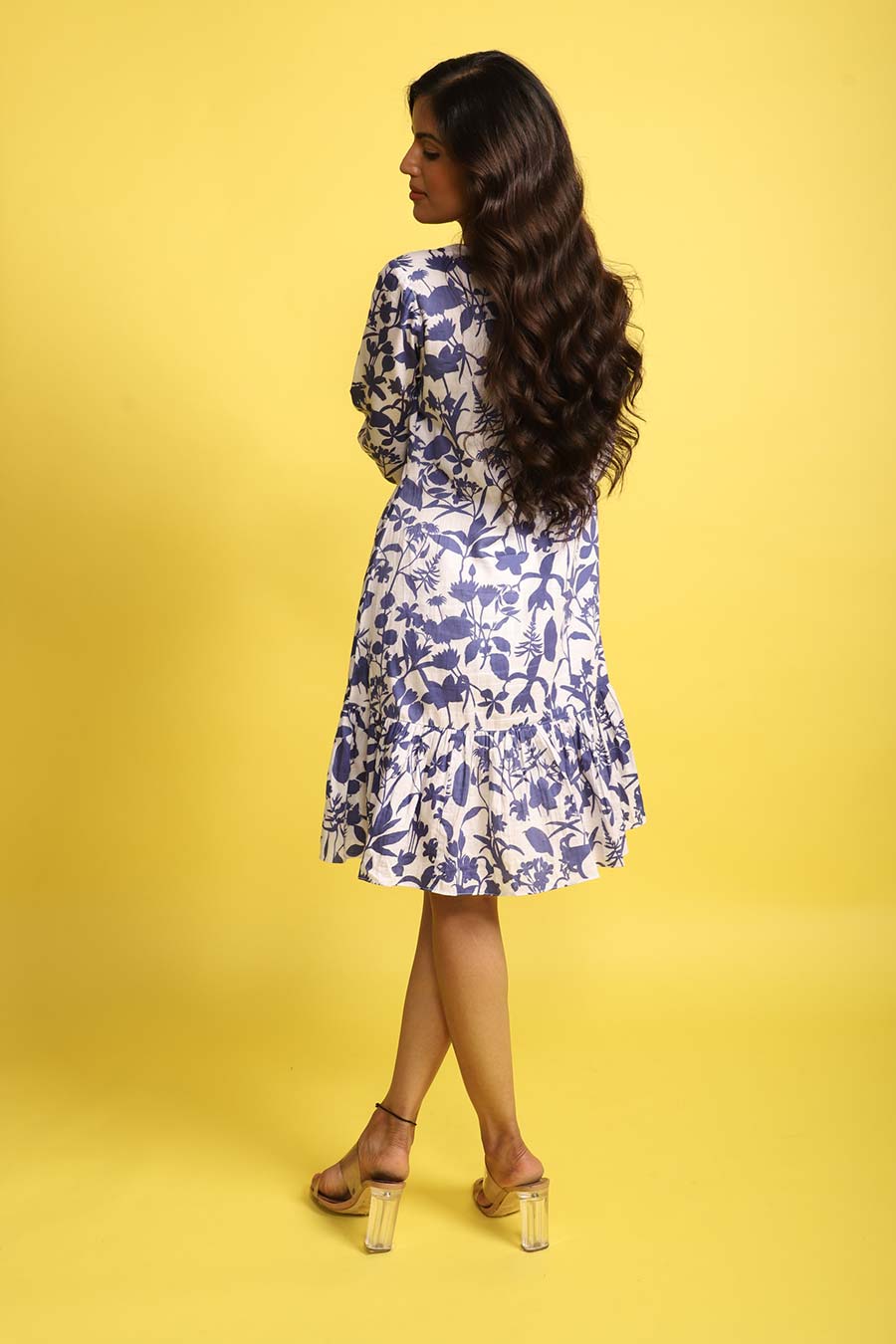 Chloe Blue Vegan Silk Tier Dress