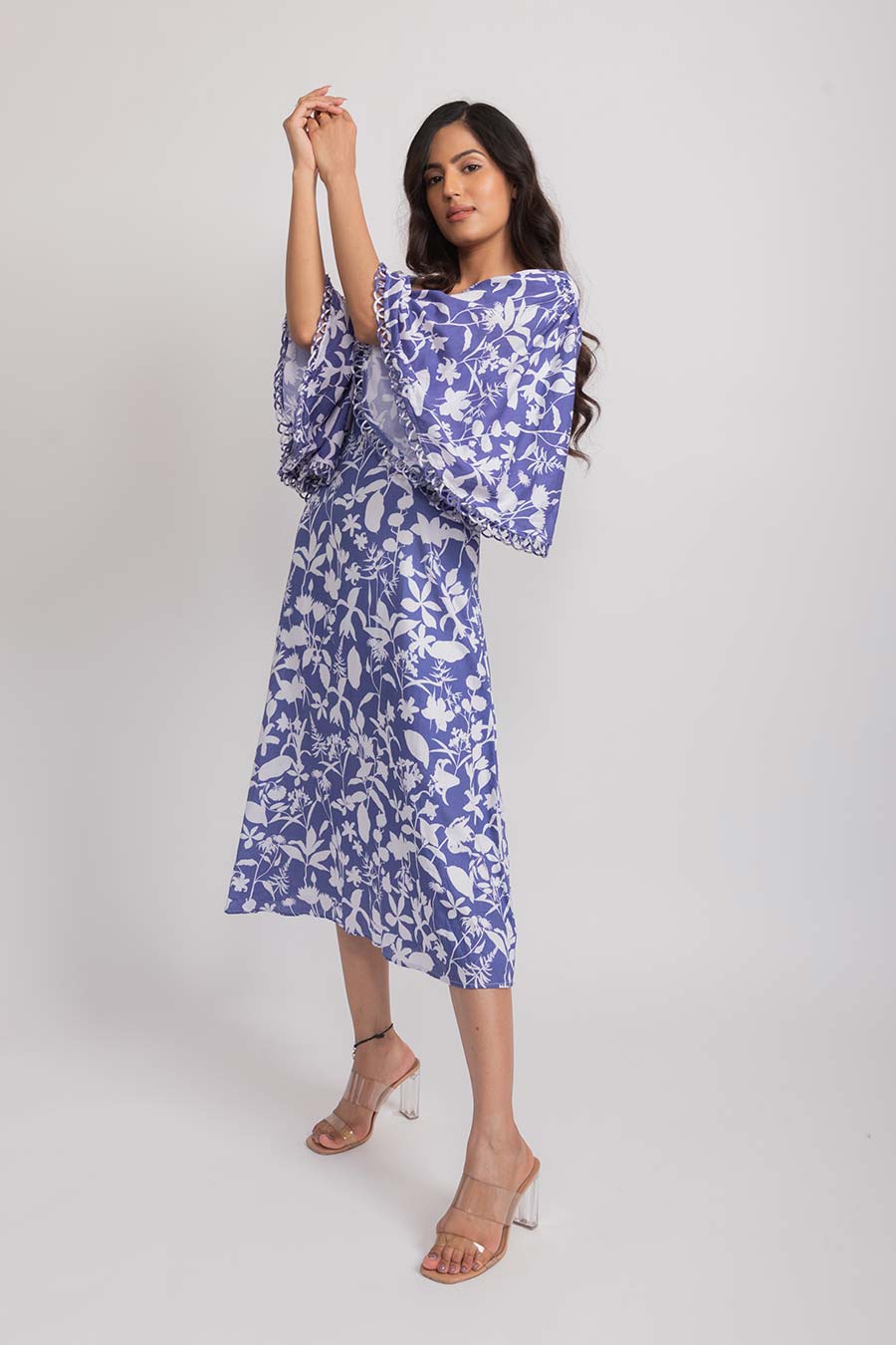 Tula Blue Vegan Silk Midi Dress