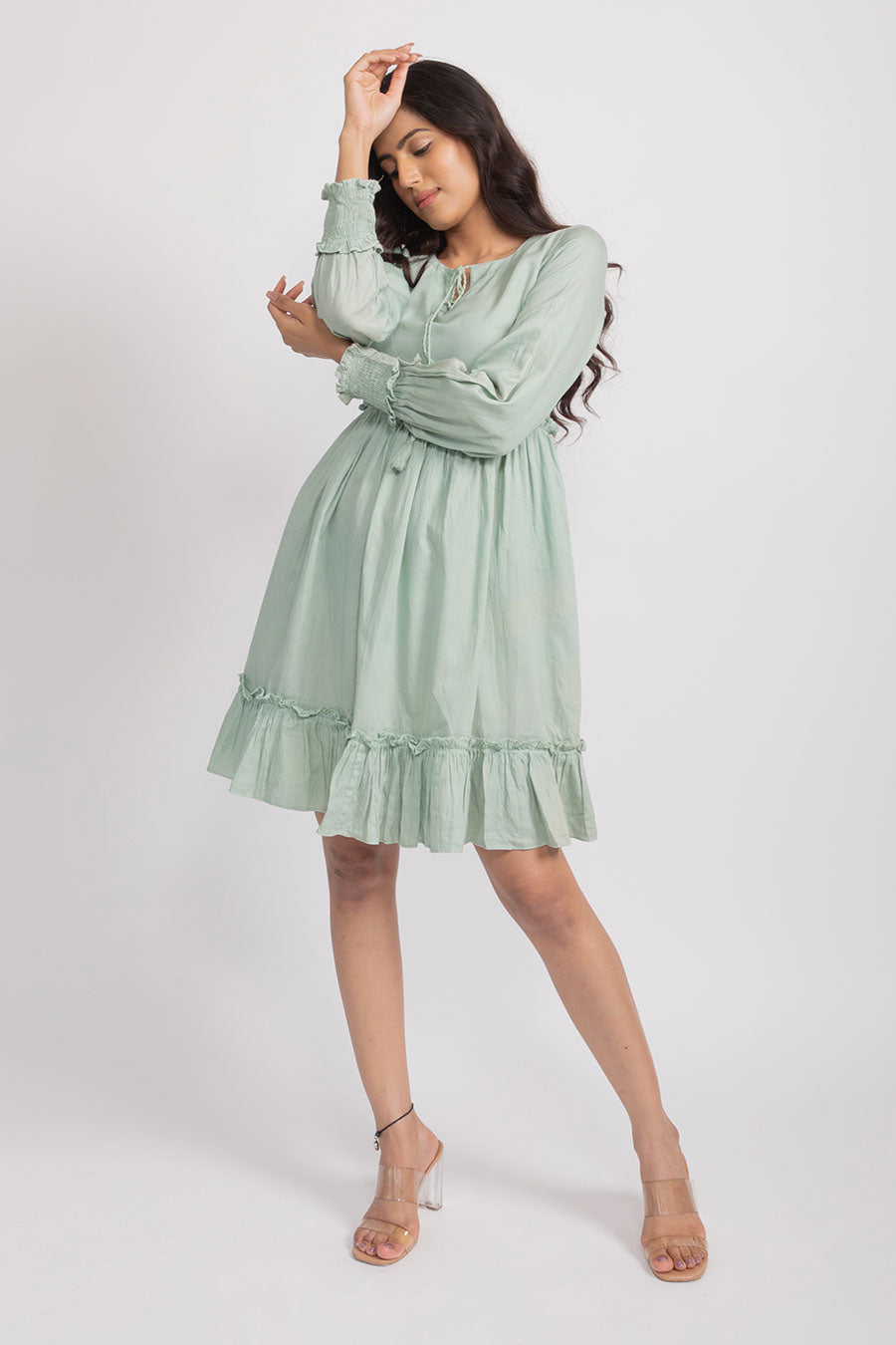 Greta Mint Green Vegan Silk Dress