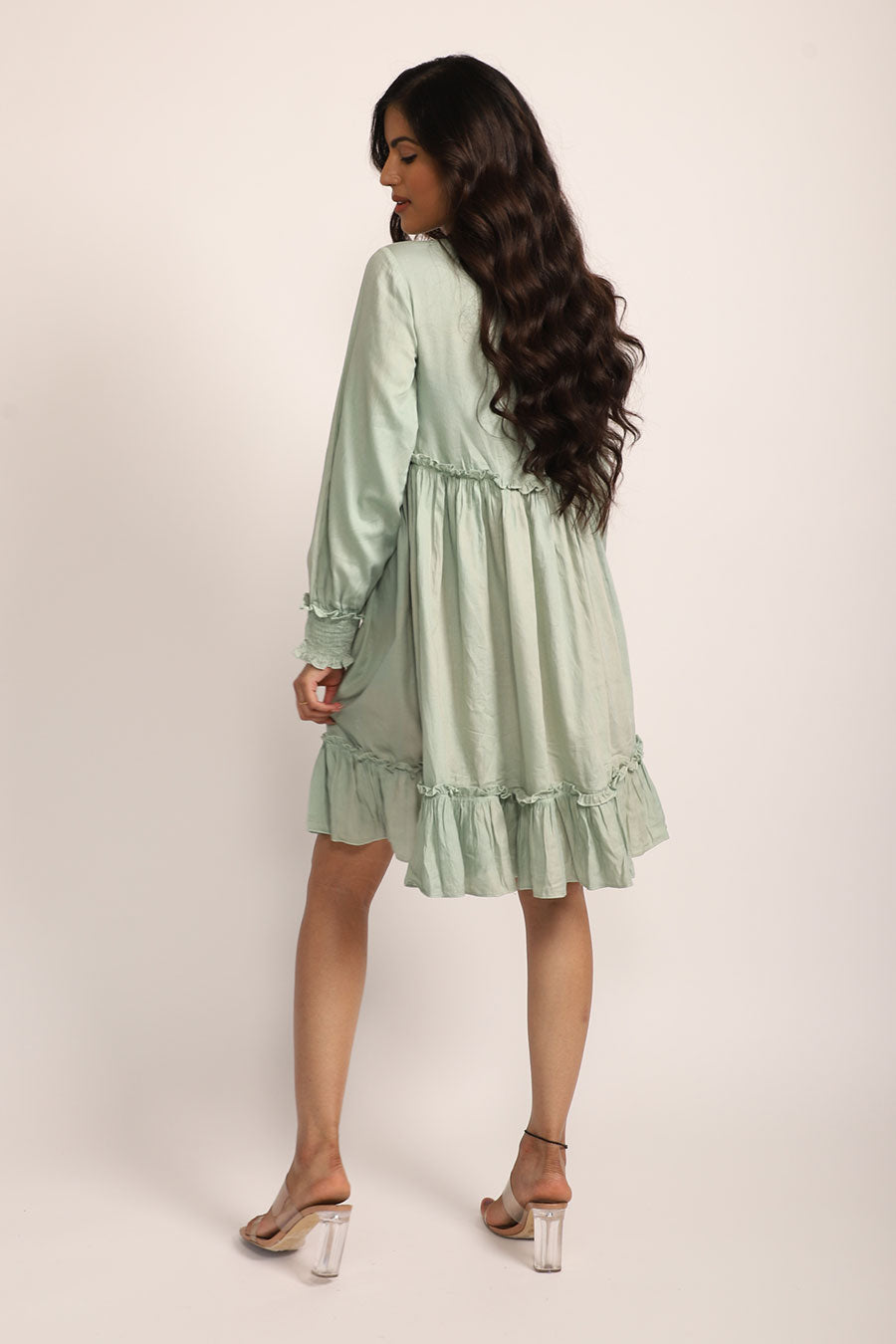 Greta Mint Green Vegan Silk Dress