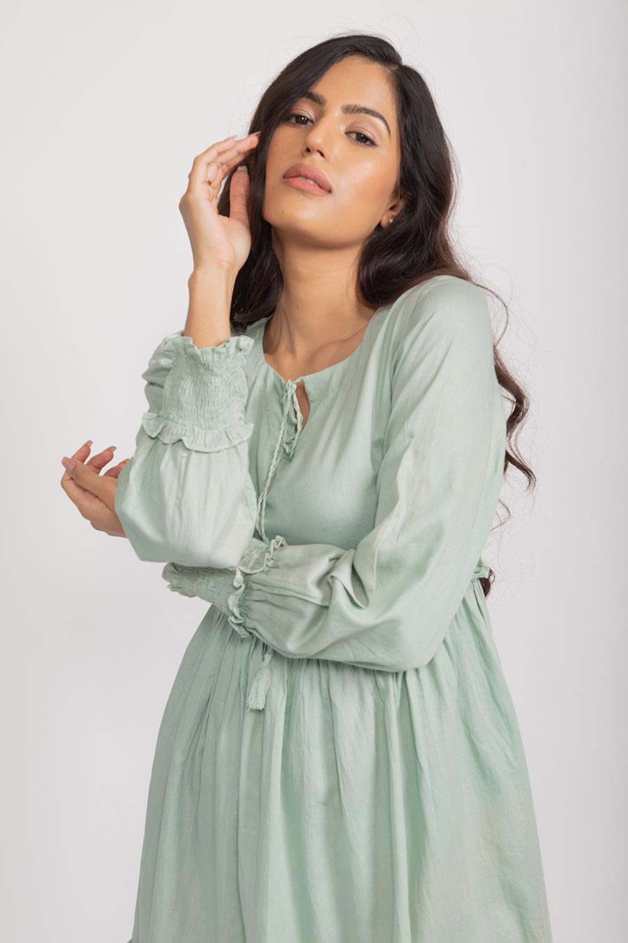 Greta Mint Green Vegan Silk Dress