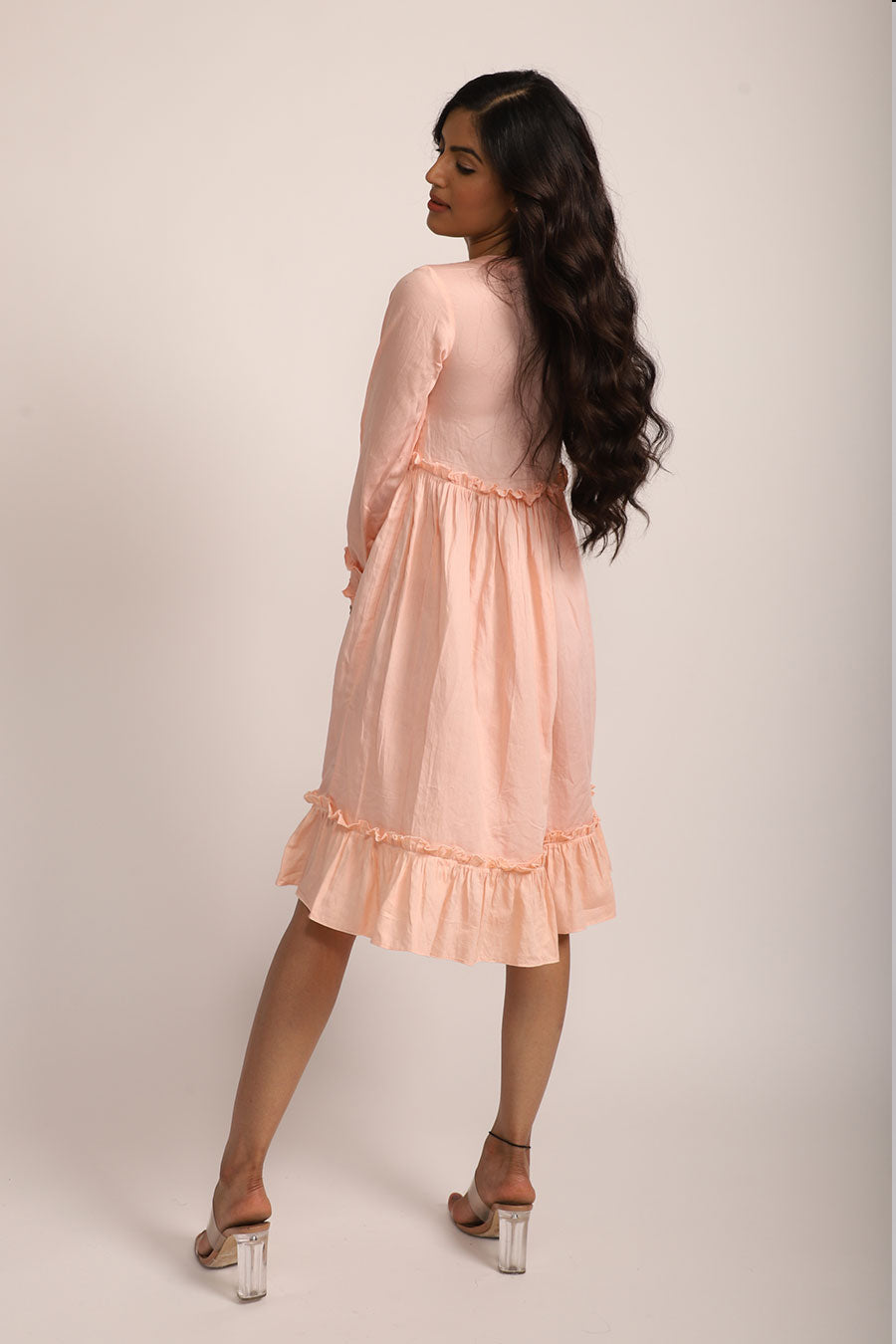 Martina Salmon Pink Vegan Silk Dress