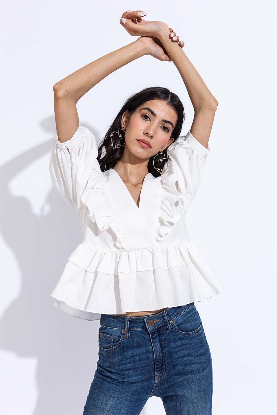 White Caroline Top
