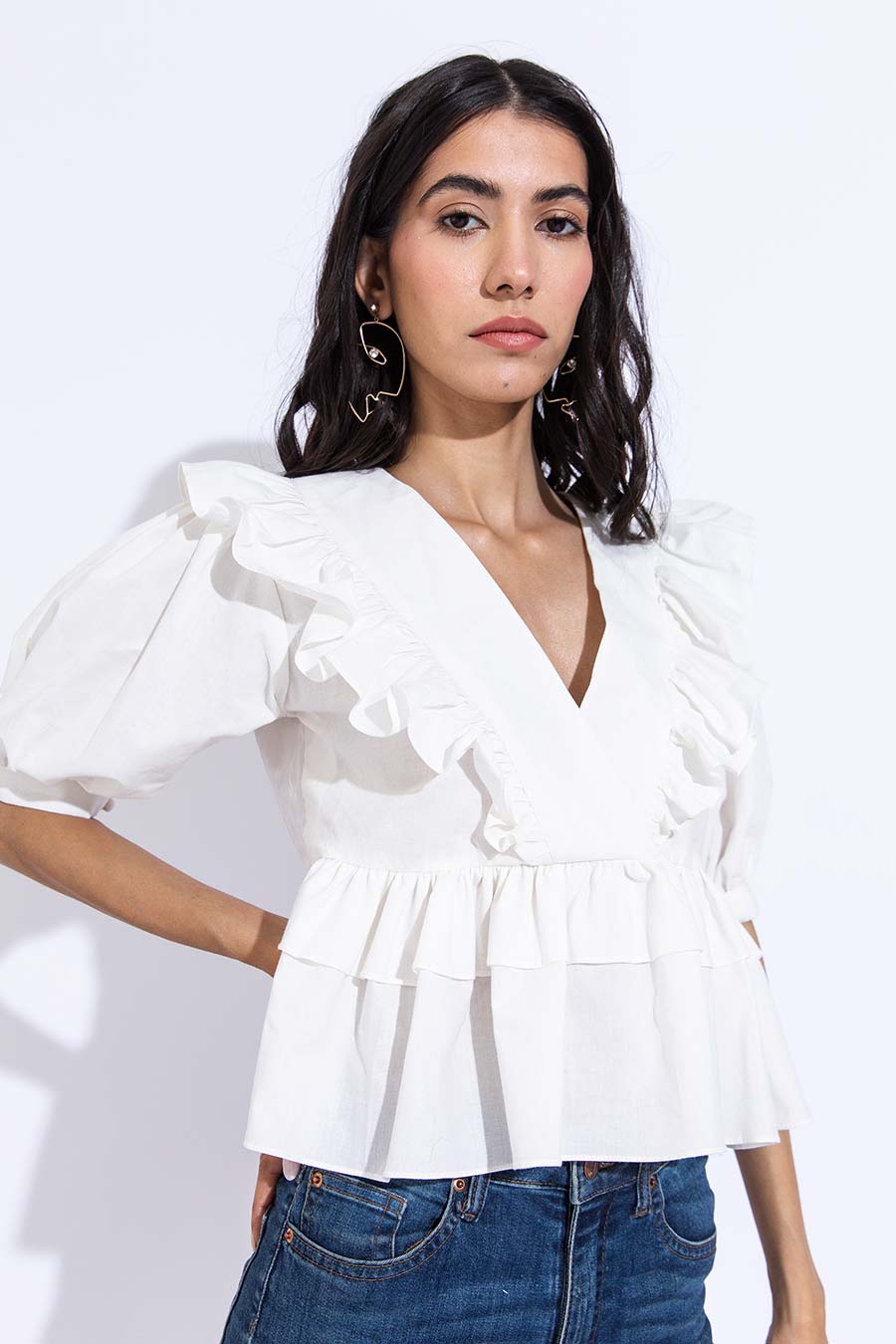 White Caroline Top