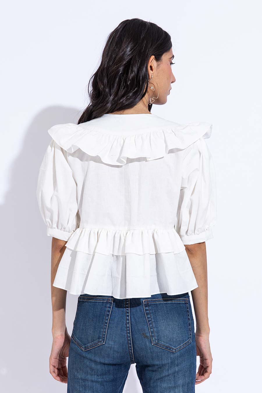 White Caroline Top