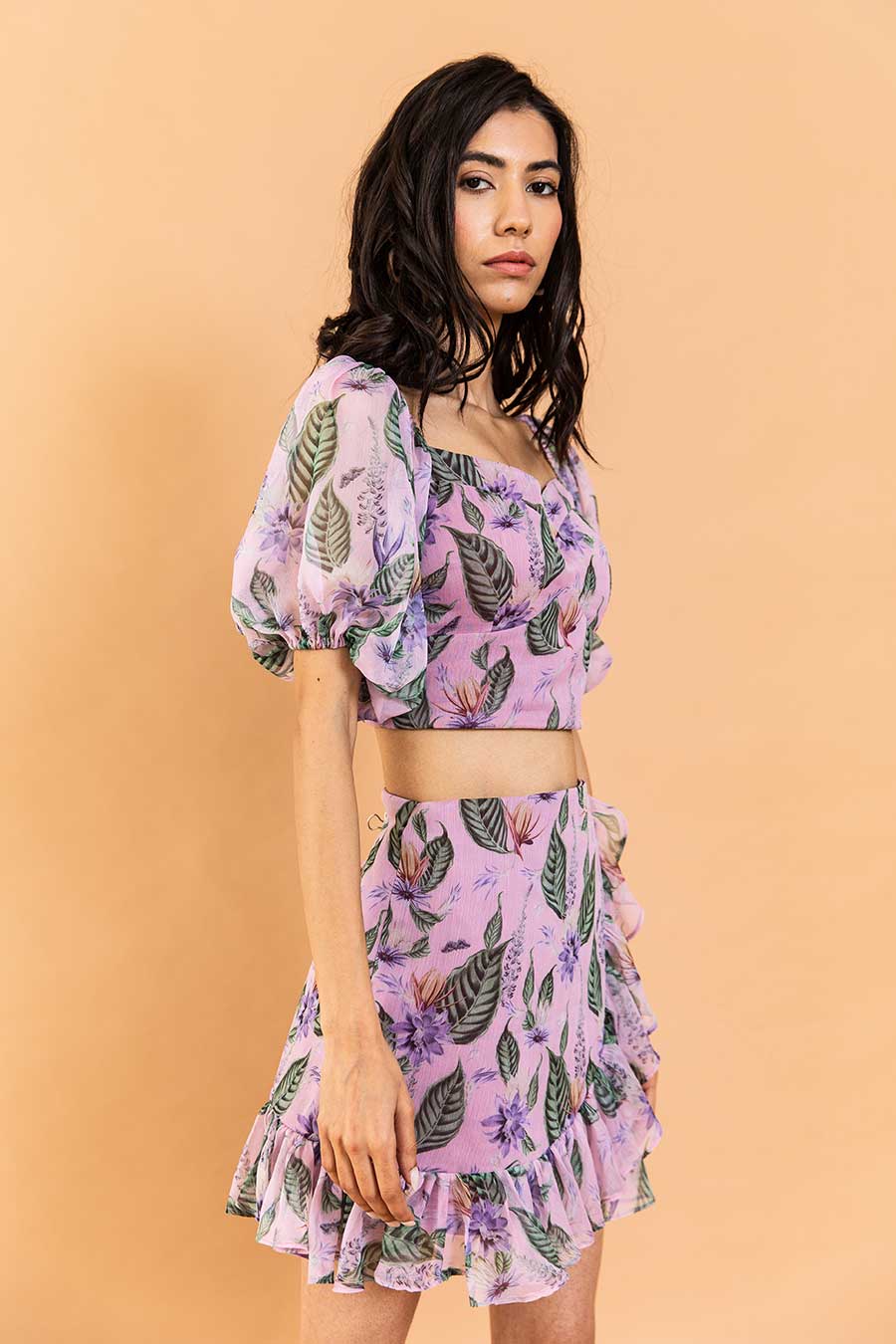 Aester Chiffon Laurell Printed Co-Ord Set