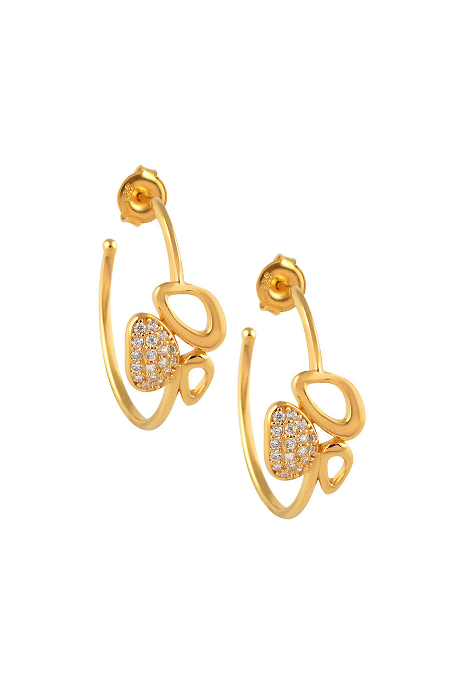 Enchanted Tri Motif Golden Hoop Earrings