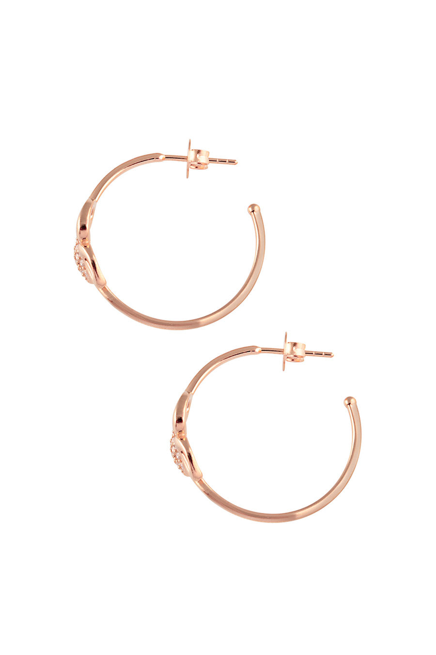 Enchanted Tri Motif Rose Gold Hoop Earrings