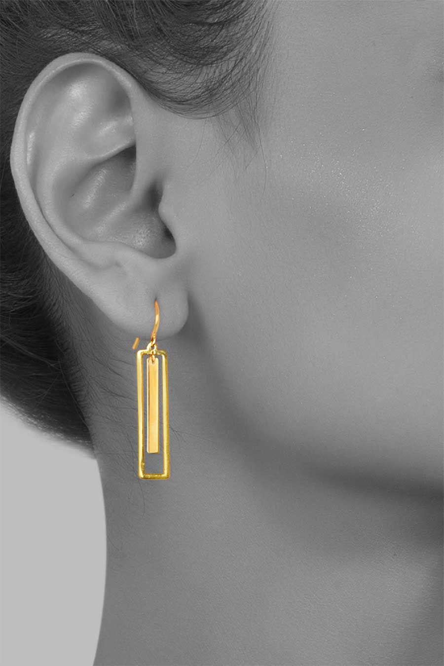Conjugate Golden Dangler Earrings