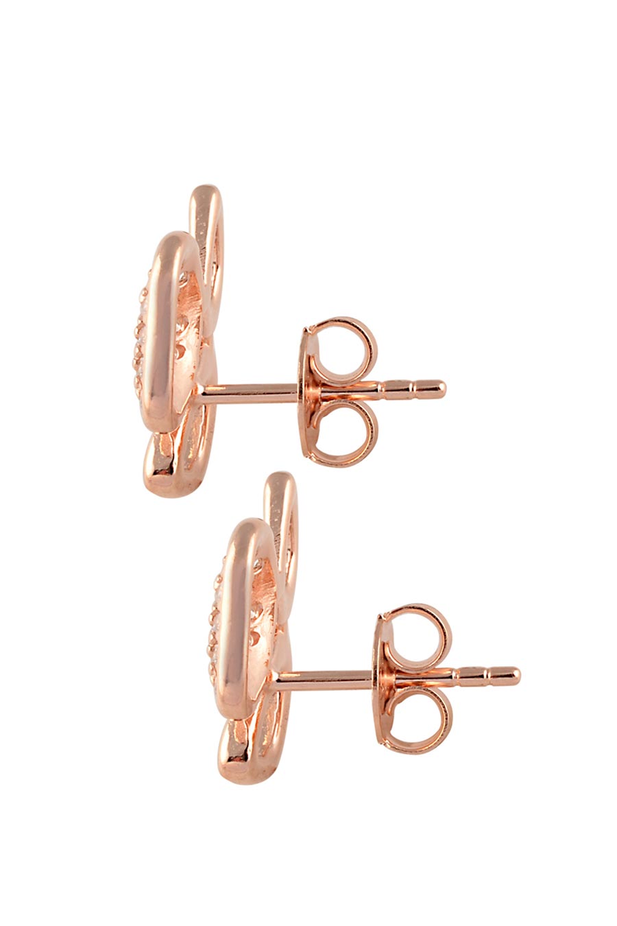 Tri Motif Rose Gold Stud Earrings
